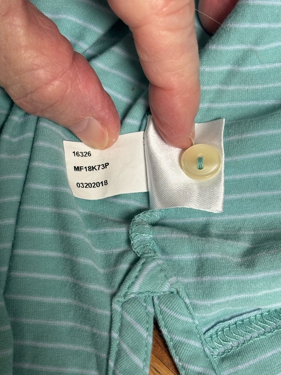 Peter Millar Men's XL Mint Green & White Striped Polo Shirt with Chest Pocket - Picture 8 of 8